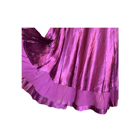 S.L. Fashions Taffeta Dress A Line Midi Sheer Lace Scoop Neck Purple S - Picture 6 of 8